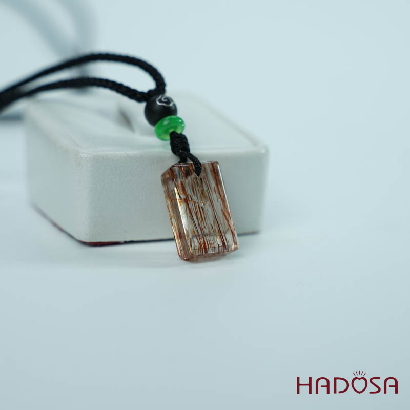 Mặt thạch anh tóc nâu đỏ chữ nhật 10x17mm