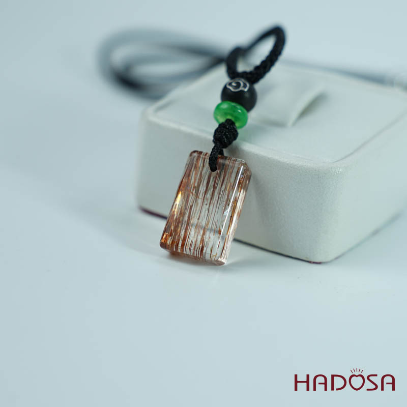 Mặt thạch anh tóc nâu đỏ chữ nhật 10x17mm