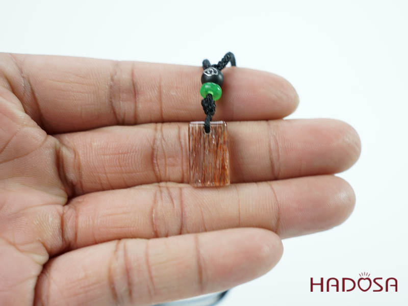 Mặt thạch anh tóc nâu đỏ chữ nhật 10x17mm