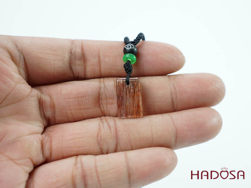 Mặt thạch anh tóc nâu đỏ chữ nhật 10x17mm