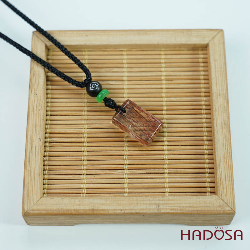 Mặt thạch anh tóc nâu đỏ chữ nhật 10x17mm