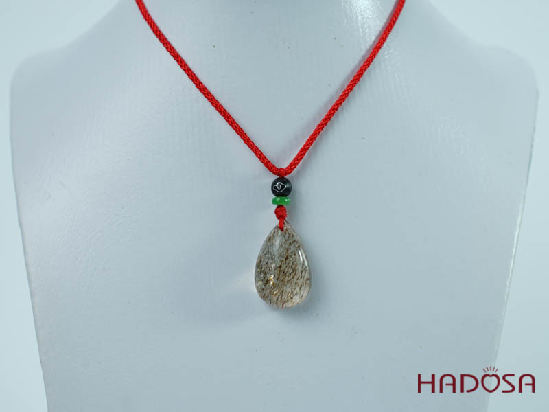 Mặt thạch anh tóc nâu giọt nước 17x26mm