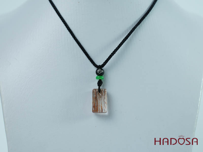 Mặt thạch anh tóc nâu đỏ chữ nhật 10x17mm