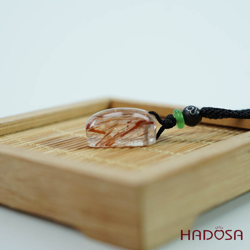 Mặt thạch anh tóc nâu đỏ chữ nhật 13x19mm