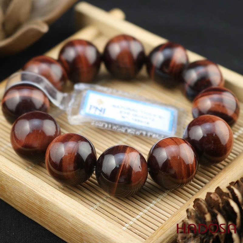 Vòng tay đá Mắt Hổ nâu đỏ 18mm chuẩn 5A