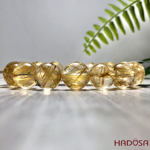 Vòng Thạch Anh Tóc Vàng Cao Cấp 13mm chuẩn 7A