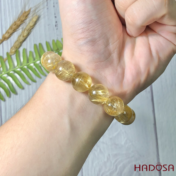 Vòng Thạch Anh Tóc Vàng Cao Cấp 13mm chuẩn 7A