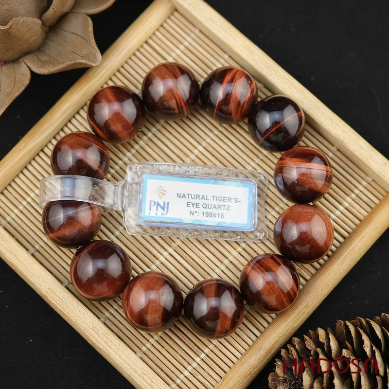 Vòng tay đá Mắt Hổ nâu đỏ 18mm chuẩn 5A