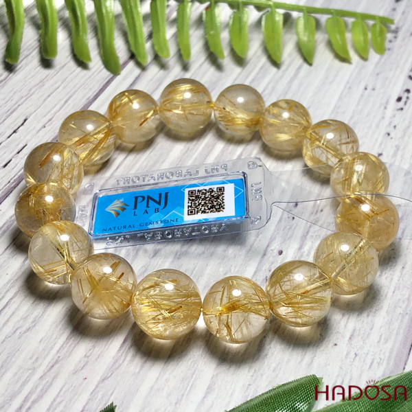 Vòng Thạch Anh Tóc Vàng Cao Cấp 13mm chuẩn 7A