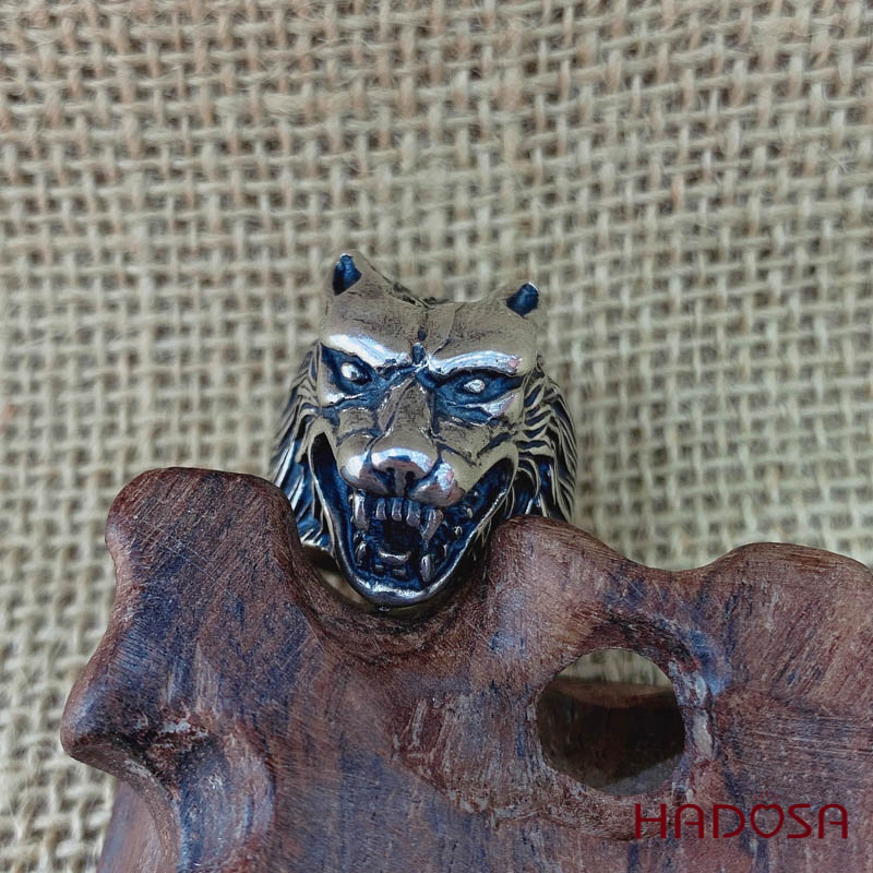 Nhẫn bạc Thái đầu sói