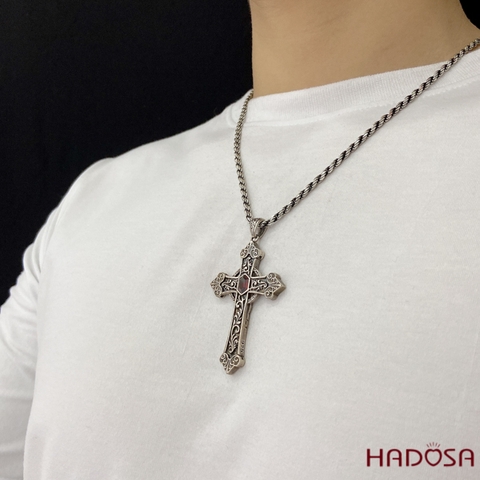Mặt dây chuyền Thánh giá bạc Thái cao cấp