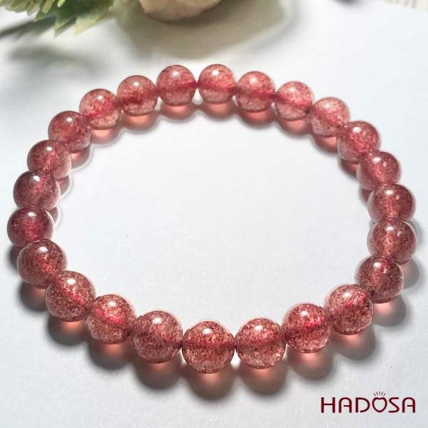 Vòng tay Thạch Anh Dâu Tây 08mm cao cấp chuẩn 6A