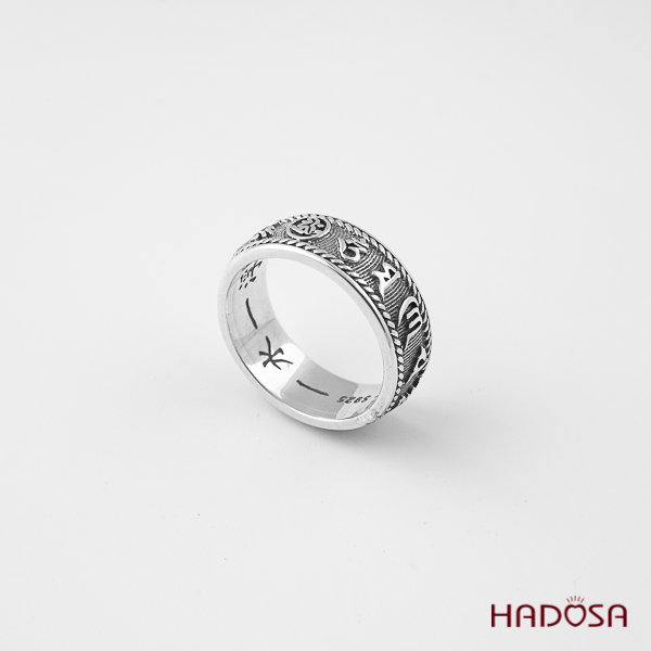 Nhẫn bạc 925 nam Om mani padme hum