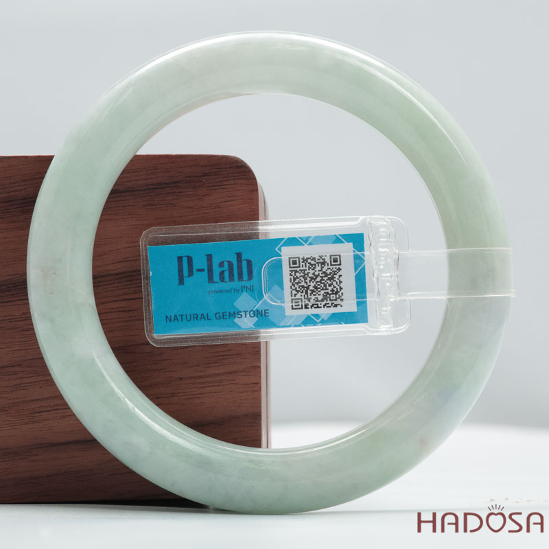 Vòng Ngọc Type A Cẩm Thạch Xanh Lý Nếp Bản Tròn Ni 56