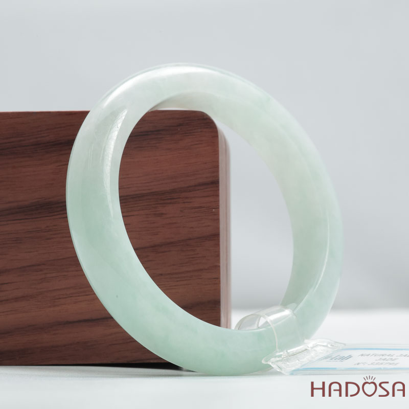 Vòng Ngọc Cẩm Thạch Type A Xanh Lý Trong Chất Nếp Hóa Bản Hẹ Ni 51