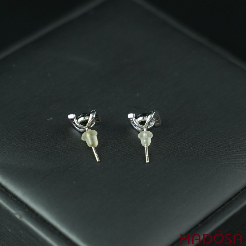 Hoa tai đá Diopside 5mm bạc 925