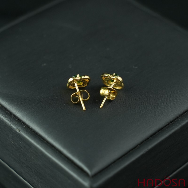 Bông tai Diopside 3x5mm bạc 925