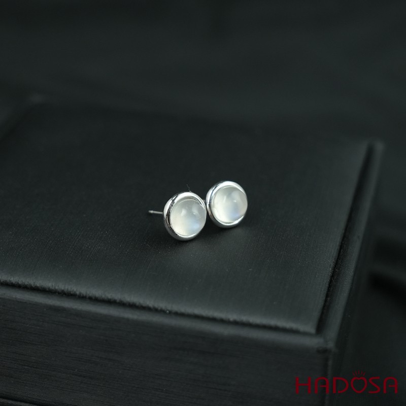 Hoa tai đá mặt trăng 7mm bạc 925