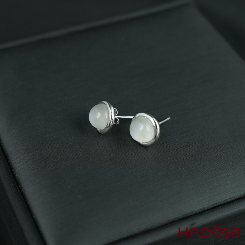 Hoa tai đá mặt trăng 7mm bạc 925