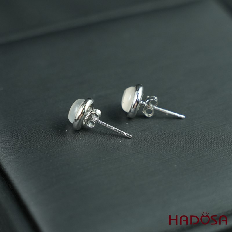 Hoa tai đá mặt trăng 6mm bạc 925