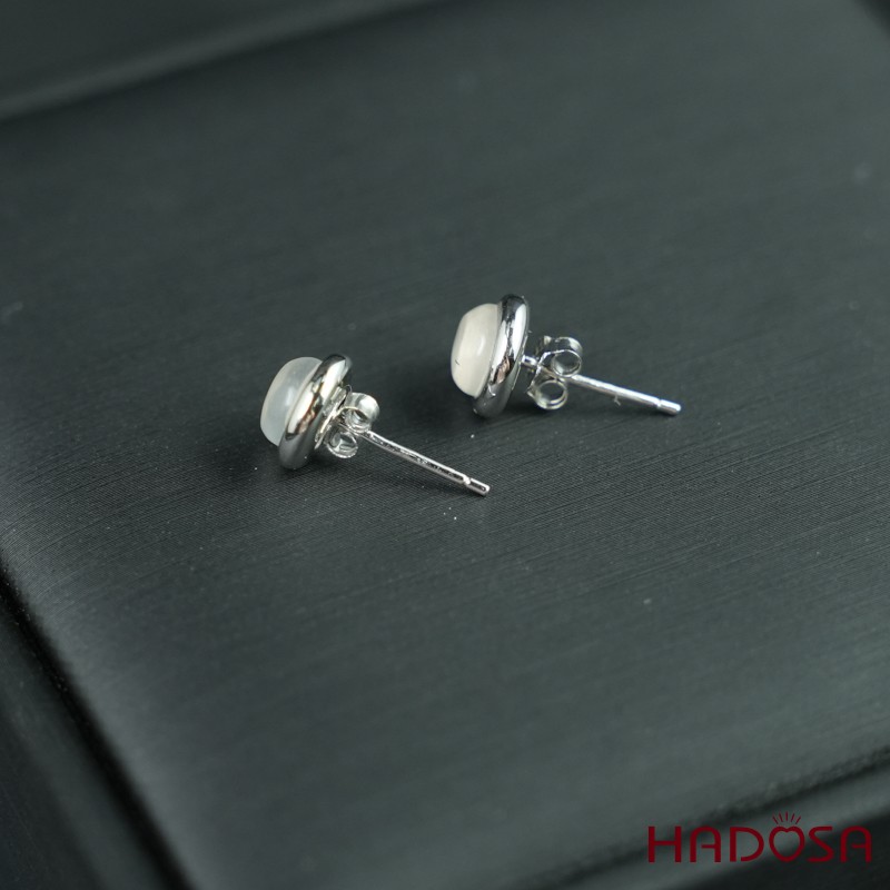 Hoa tai đá mặt trăng 6mm bạc 925