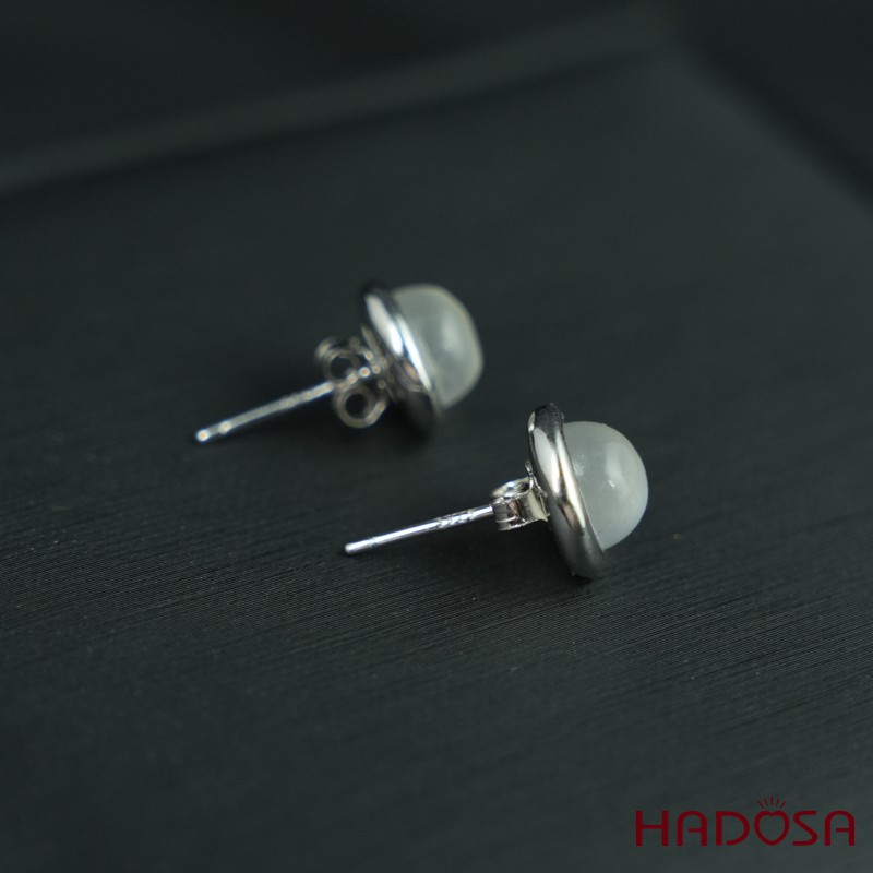 Hoa tai đá mặt trăng 7mm bạc 925