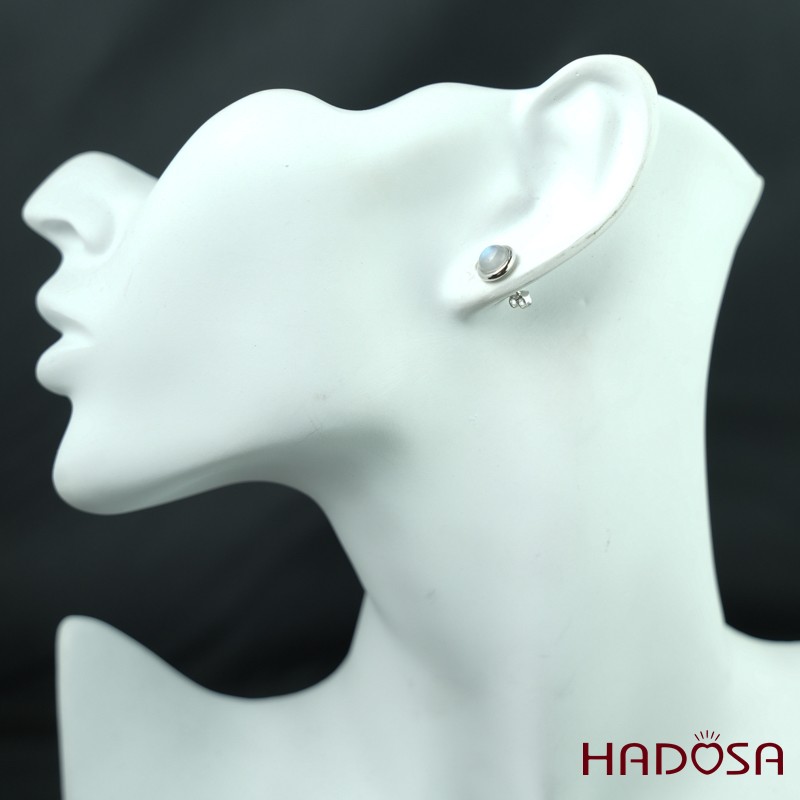 Hoa tai đá mặt trăng 6mm bạc 925