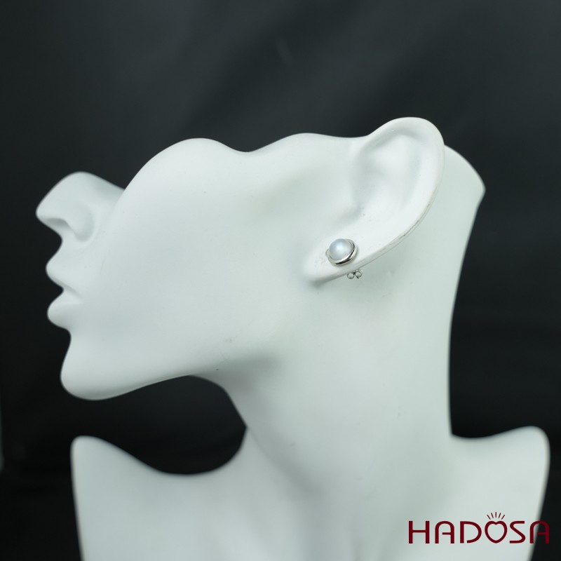 Hoa tai đá mặt trăng 7mm bạc 925