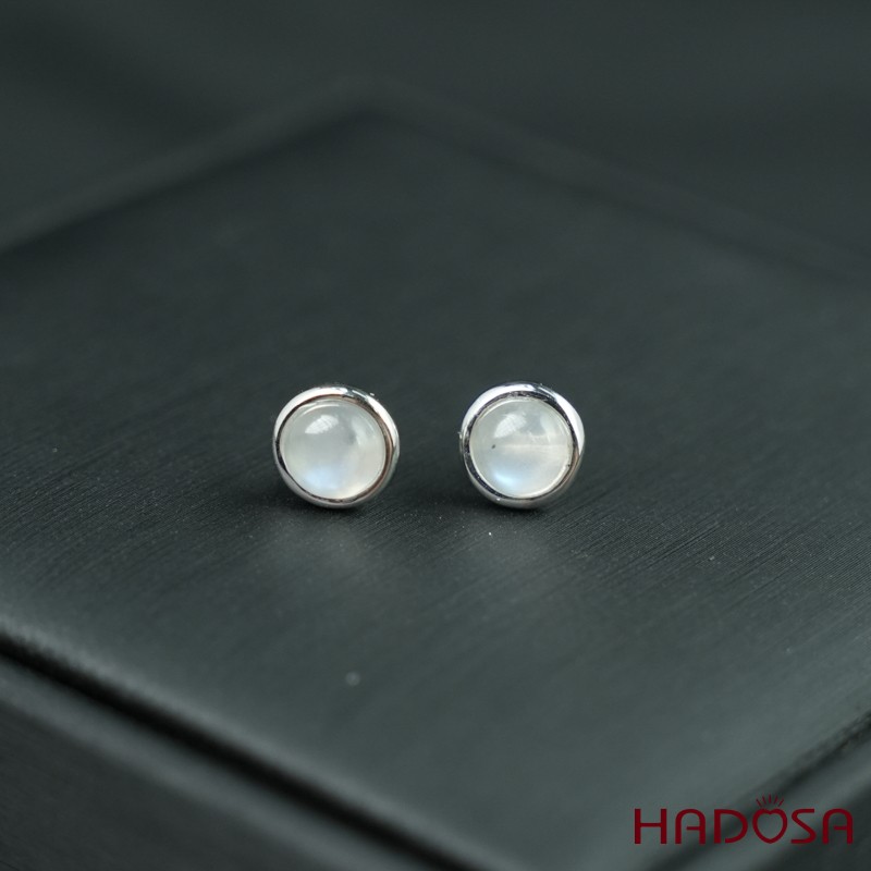 Hoa tai đá mặt trăng 6mm bạc 925