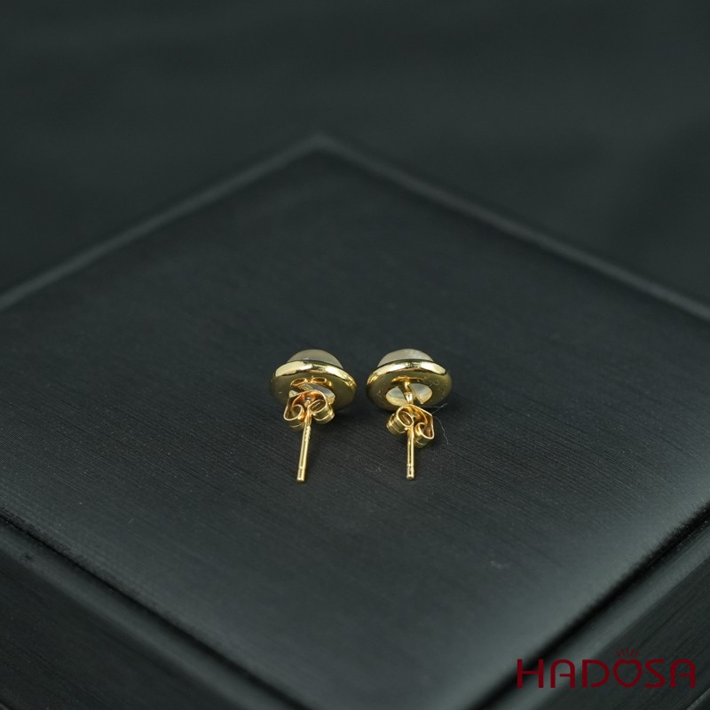 Hoa tai đá mặt trăng 7mm bạc mạ vàng