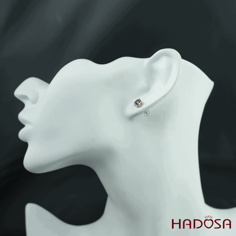 Hoa tai Garnet 6mm bạc 925