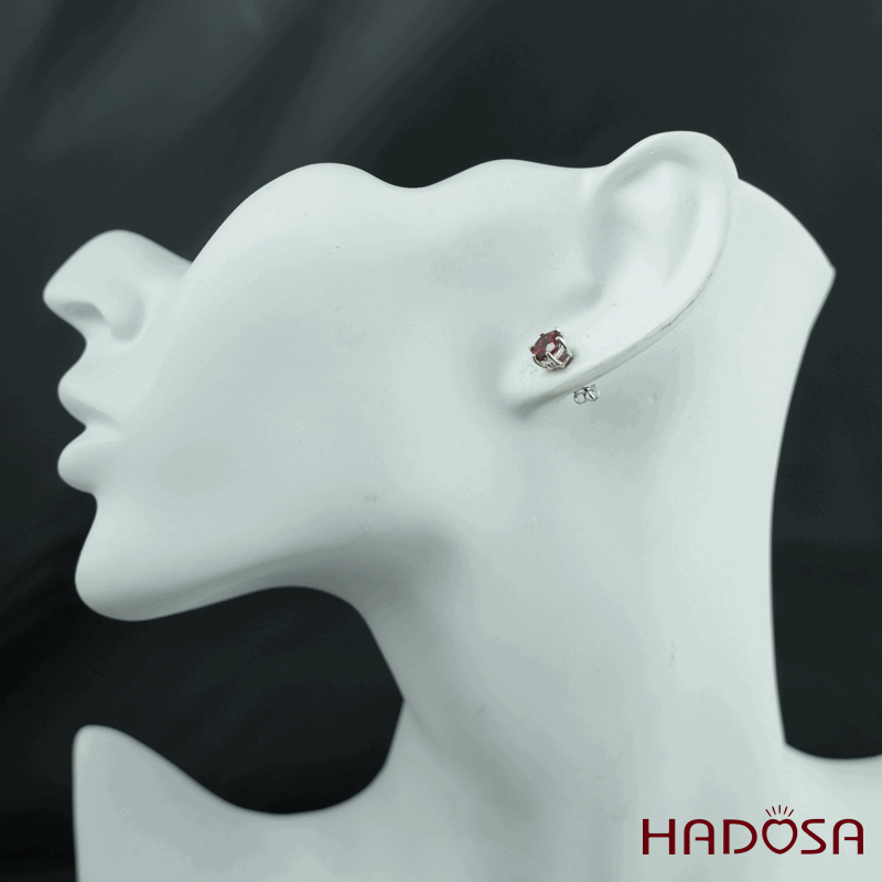 Hoa tai Garnet 5mm bạc 925