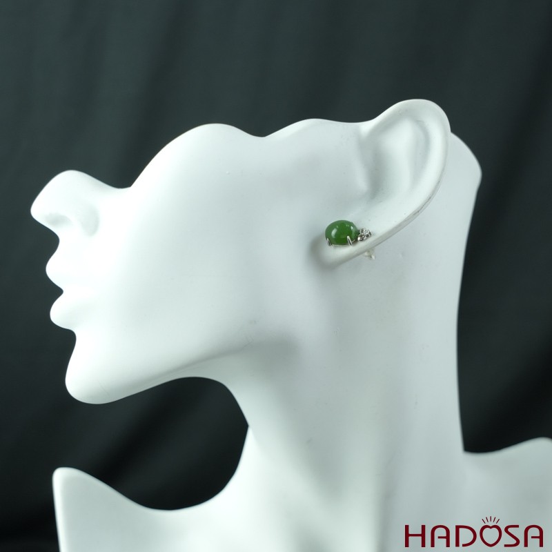 Bông tai Ngọc Bích Canada 8*10mm bạc 925