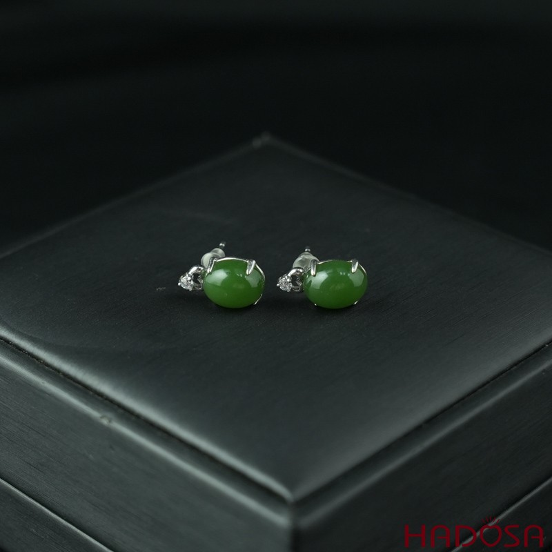 Bông tai Ngọc Bích Canada 8*10mm bạc 925
