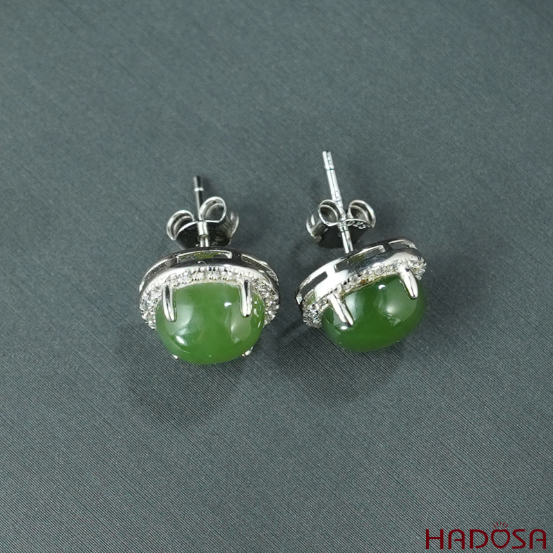 Bông tai Ngọc Bích Canada 7*9mm Bạc 925