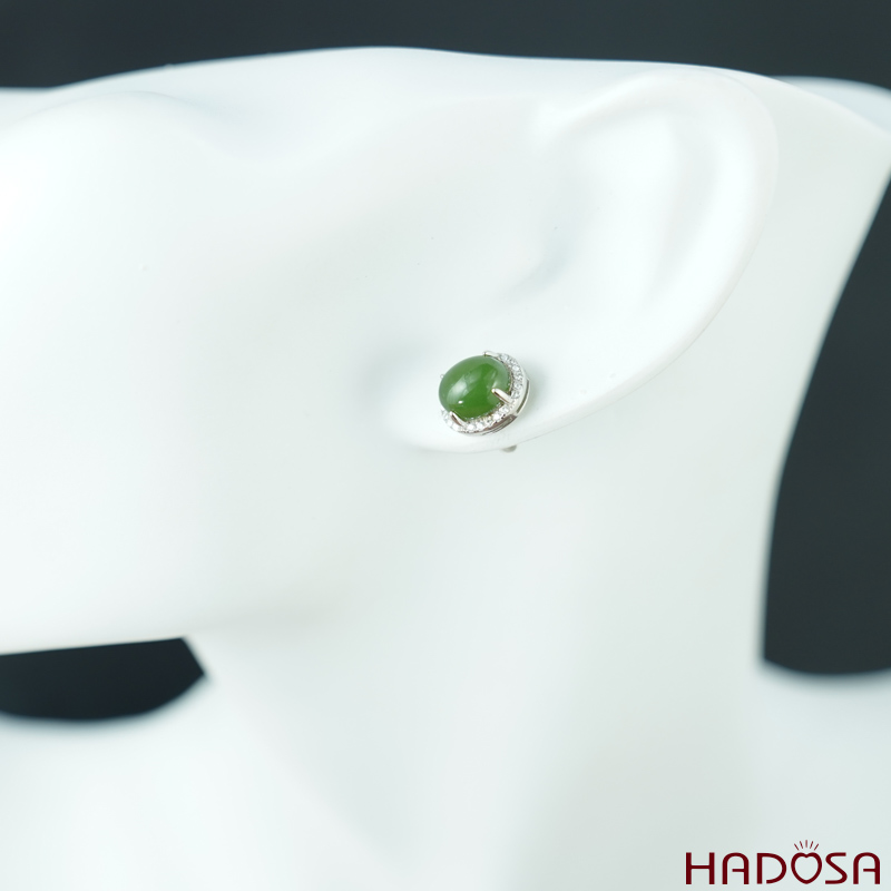 Bông tai Ngọc Bích Canada 7*9mm Bạc 925