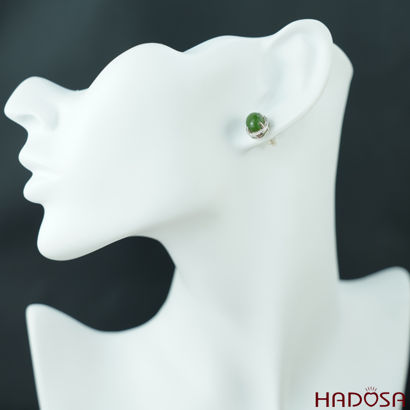 Bông tai Ngọc Bích Canada 7*9mm Bạc 925