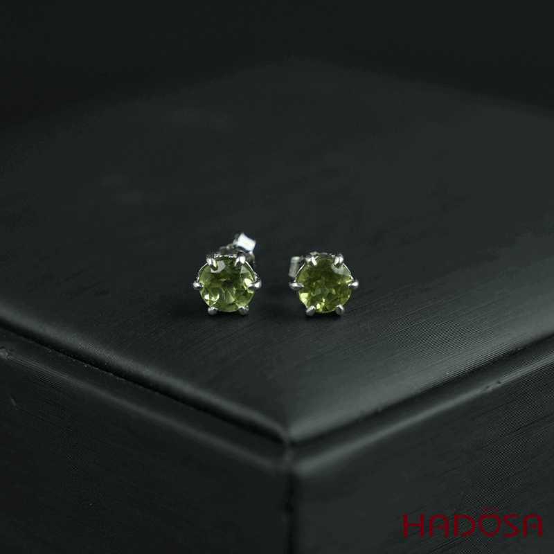 Hoa tai Peridot 5mm bạc 925
