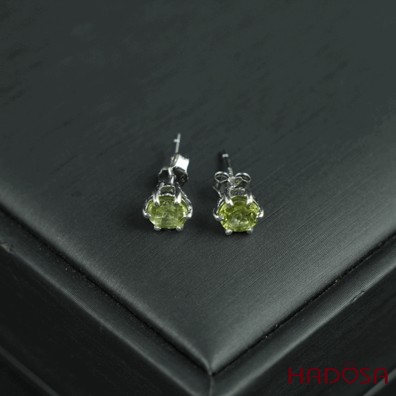 Hoa tai Peridot 5mm bạc 925