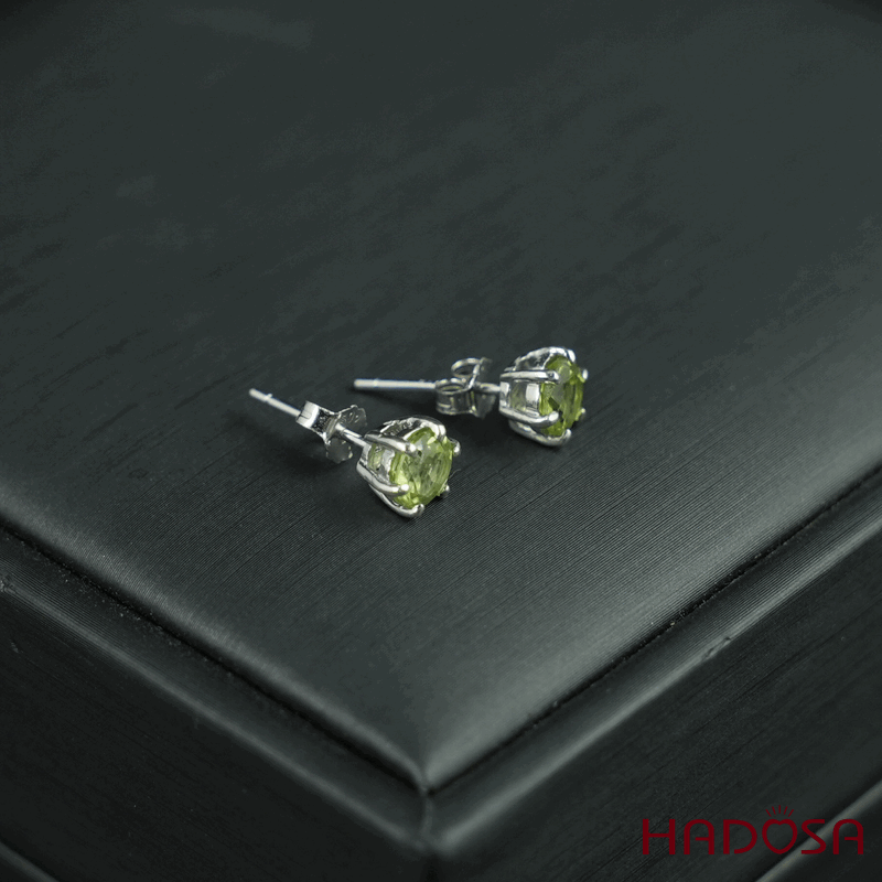 Hoa tai Peridot 5mm bạc 925