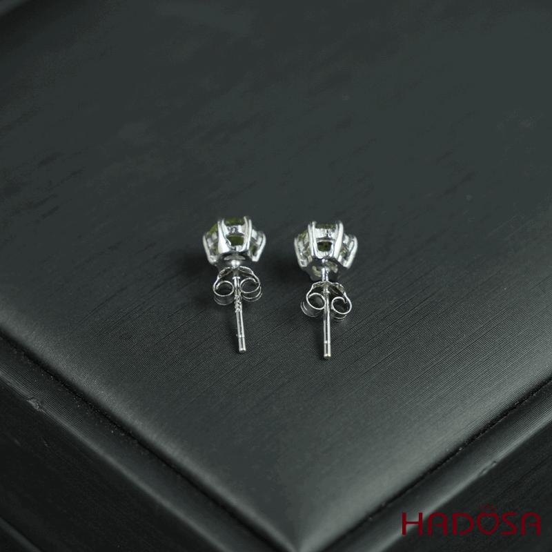 Hoa tai Peridot 5mm bạc 925