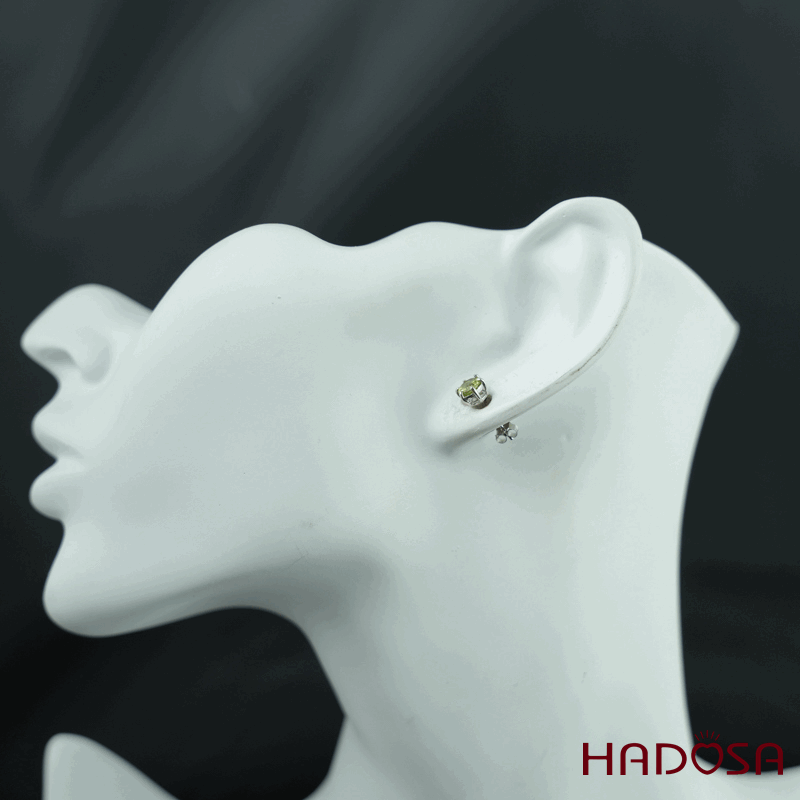 Hoa tai Peridot 5mm bạc 925