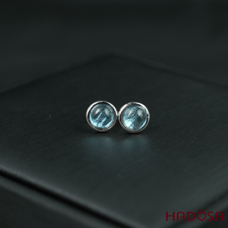 Hoa tai Topaz Swiss cab 6mm bạc 925