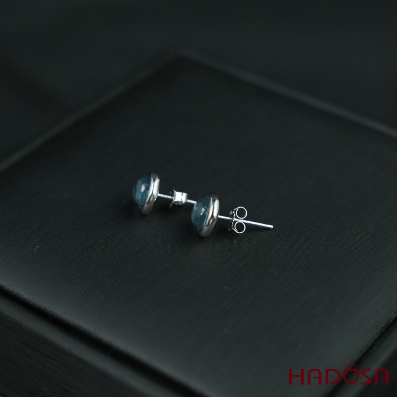 Hoa tai Topaz Swiss cab 6mm bạc 925