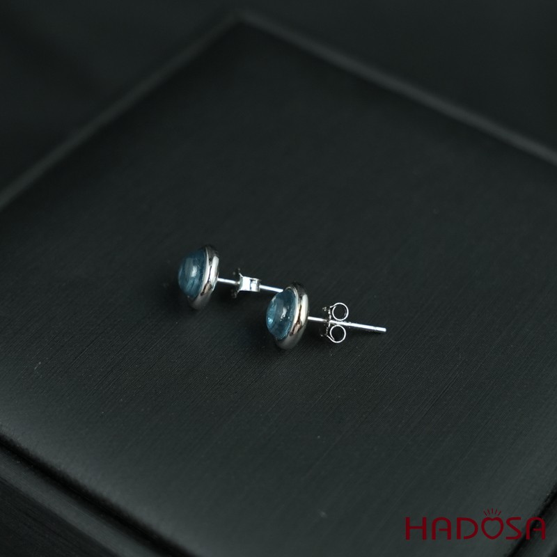 Hoa tai Topaz Swiss cab 6mm bạc 925