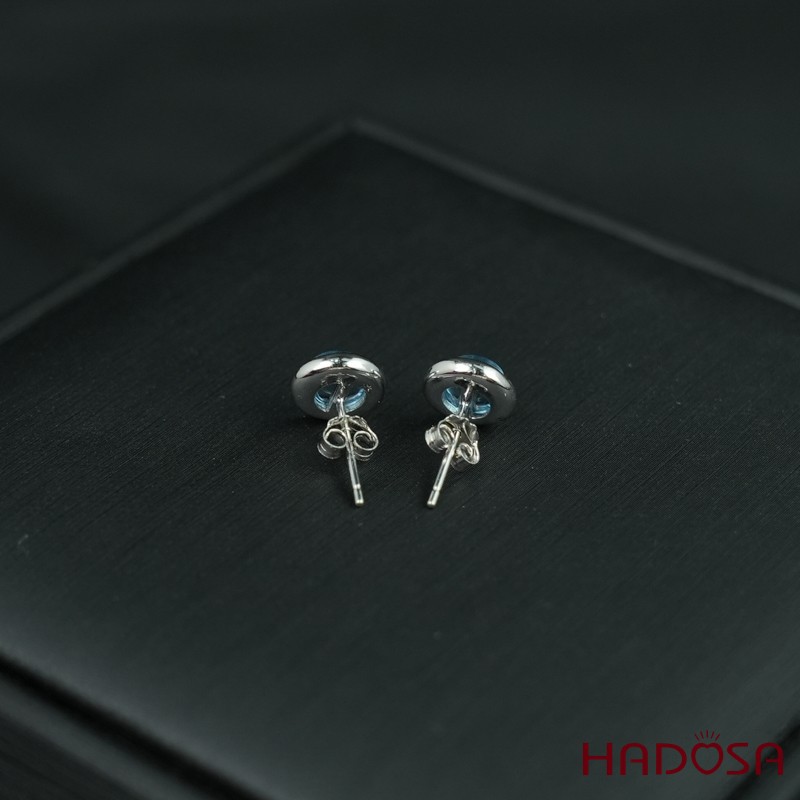 Hoa tai Topaz Swiss cab 6mm bạc 925