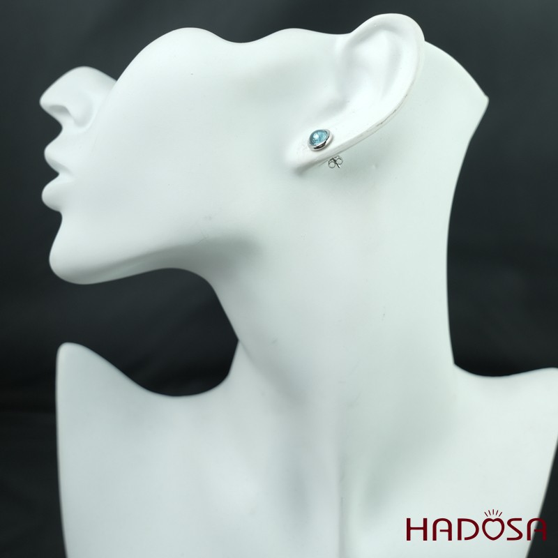 Hoa tai Topaz Swiss cab 6mm bạc 925