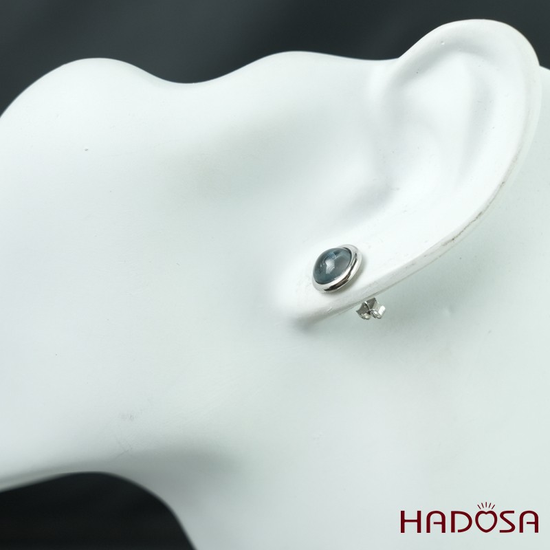 Hoa tai Topaz London cab 7mm bạc 925