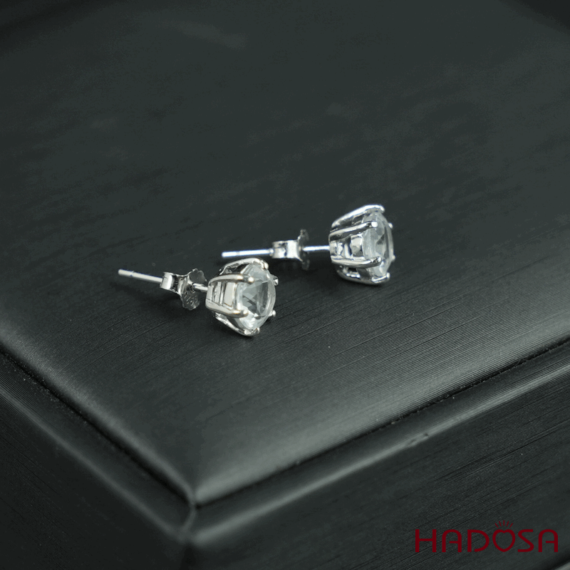 Hoa tai Topaz trắng 5mm bạc 925