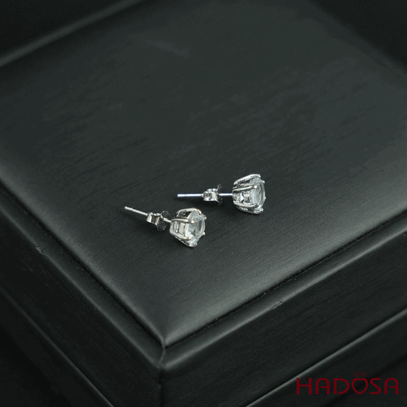 Hoa tai Topaz trắng 5mm bạc 925